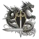 dragon slayer sword with chain tattoo design idea