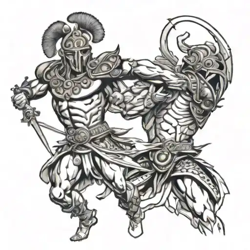 illyrian warrior battling tattoo design idea