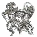 illyrian warrior battling tattoo design idea