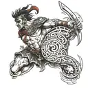 illyrian warrior battling tattoo design idea