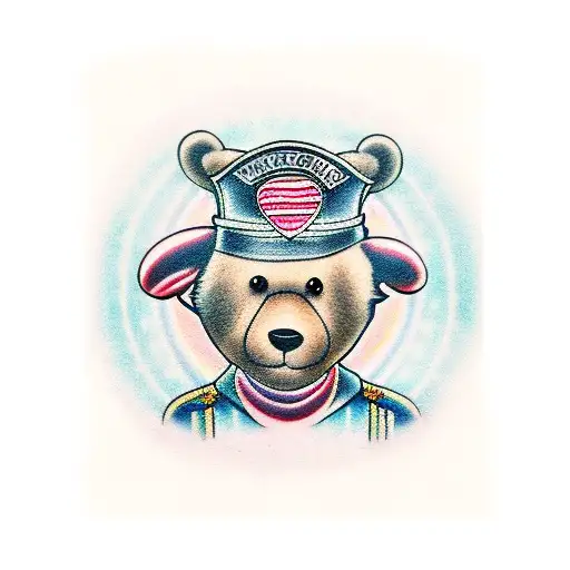 teddy with barb wire halo tattoo design idea