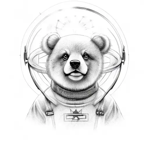 teddy with barb wire halo tattoo design idea