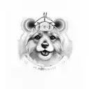 teddy with barb wire halo tattoo design idea