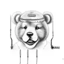 teddy with barb wire halo tattoo design idea