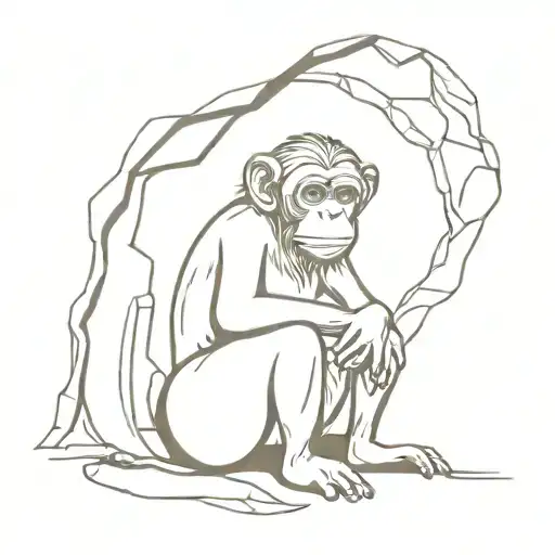 monkey in a cave tattoo design idea