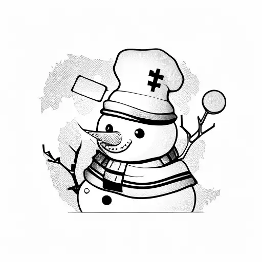 snowman wearing a nurse's hat tattoo design idea
