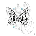 full Moon with butterfly tattoo design idea