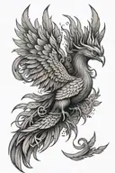 A mystical tattoo of a phoenix sureounded by money   tattoo design idea