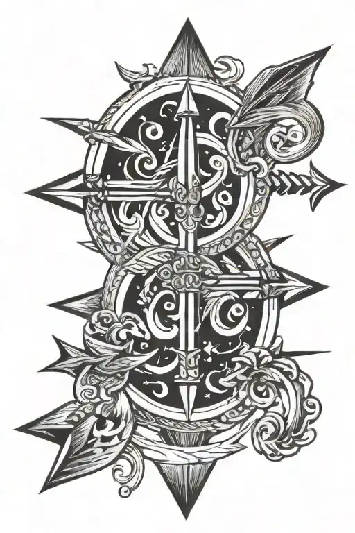 arrow pisces Aries zodiac symbol tattoo design idea