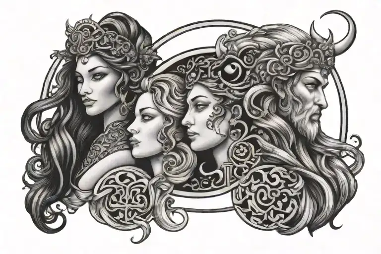 LEO SUN, VIRGO Moon, gemini rising tattoo design idea