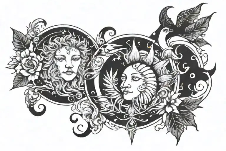 LEO SUN, VIRGO Moon, gemini rising tattoo design idea