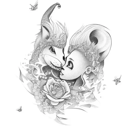 make a tatoo for my cousin, love, children, funny. theirs names are miki and daniel tattoo design idea