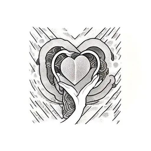 a heart in a person with books, art, music and her boyfriend around, tattoo design idea