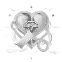 A heart-shaped lock with the initials 'M' and 'D' intertwined tattoo design idea