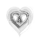 A heart-shaped lock with the initials 'M' and 'D' intertwined tattoo design idea