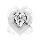 A heart-shaped lock with the initials 'M' and 'D' intertwined tattoo design idea