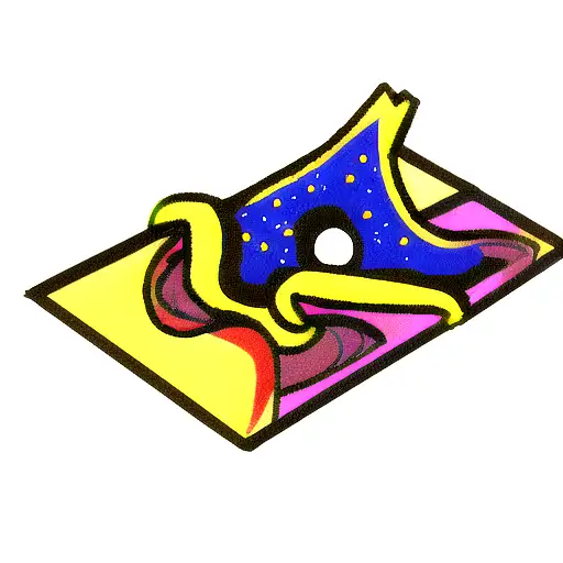 stylized speed bump as the central element, cosmic backdrop tattoo design idea