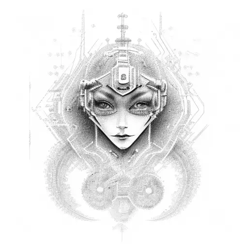 cybersigilism tattoo with lilac in center tattoo design idea