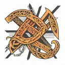 runes and bands alternating with lines tattoo design idea