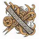runes and bands alternating with lines tattoo design idea