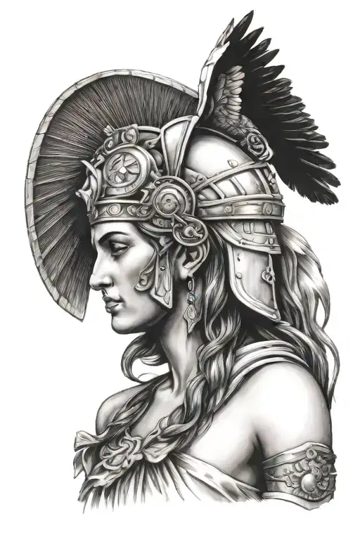 goddess athena with something in her hand tattoo design idea