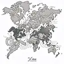 world map tattoo design idea