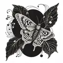 A moth with musical notes as wings tattoo design idea