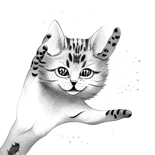 hand with cat's paw tattoo design idea