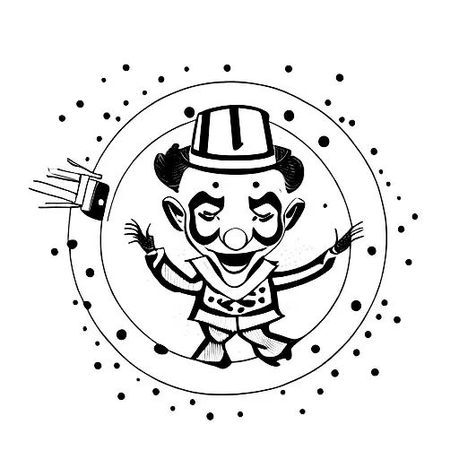 sad vintage clown  tattoo design idea