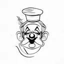 sad vintage clown  tattoo design idea
