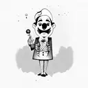 sad vintage clown  tattoo design idea