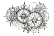 compass design, heart beat, beloved woman and child tattoo design idea