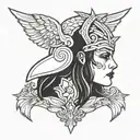 valkyrie head in front tattoo design idea