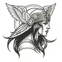valkyrie head in front tattoo design idea