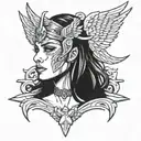 valkyrie head in front tattoo design idea