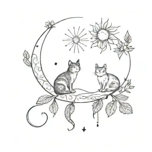 cactus caterpillar moon plant sun butterfly cat book nature star tattoo design idea