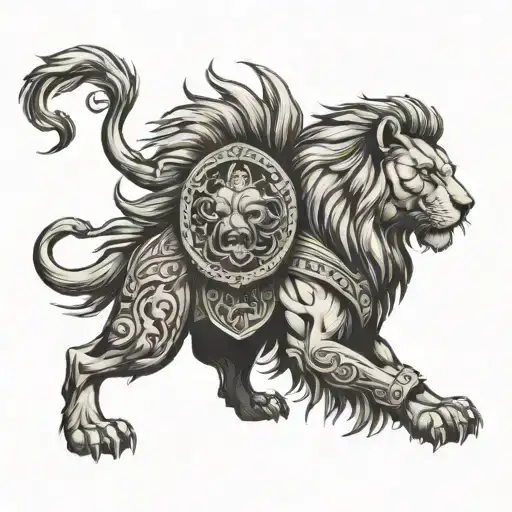 Spartacus gladiator Lion mane made entirely black human tattoo design idea