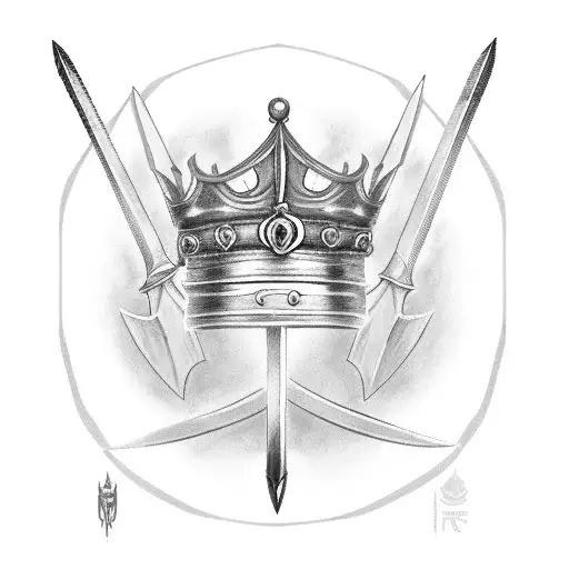 upside down sword with crown on handle   tattoo design idea