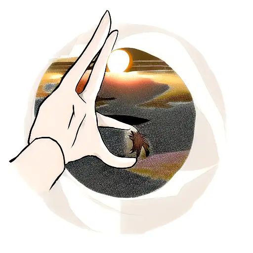 bandage wrapped hand holding an eclipsed sun tattoo design idea