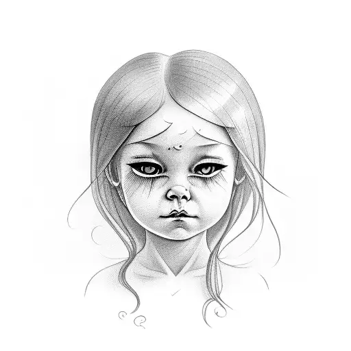 little Girl crying tattoo design idea