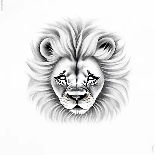 little Girl crying mixed with lion ,and a styring Independent solen  tattoo design idea