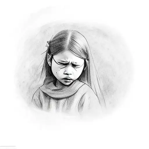 little Girl crying tattoo design idea