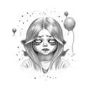little Girl crying tattoo design idea