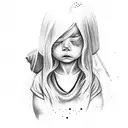 little Girl crying tattoo design idea