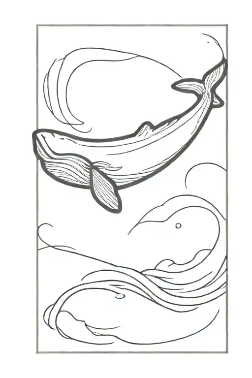 A tattoo picture of whale in the midle of the wave in rectangle and write this too shall pass tattoo design idea