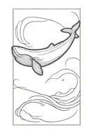 A tattoo picture of whale in the midle of the wave in rectangle and write this too shall pass tattoo design idea