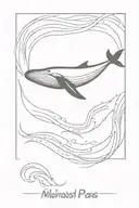 A tattoo picture of whale in the midle of the wave in rectangle and write this too shall pass tattoo design idea