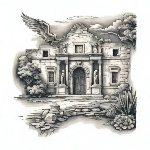 The Alamo imagery tattoo design idea