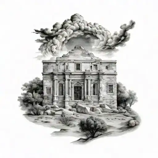 The Alamo imagery tattoo design idea