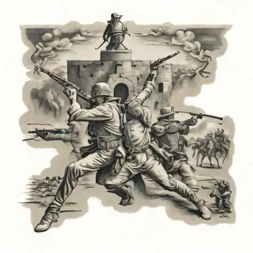 The Alamo imagery war scene tattoo design idea